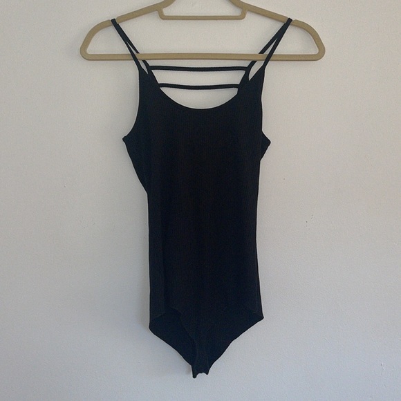 NWT LF Emma & Sam Ribbed black reversible bodysuit with ladder cutouts - Picture 5 of 9